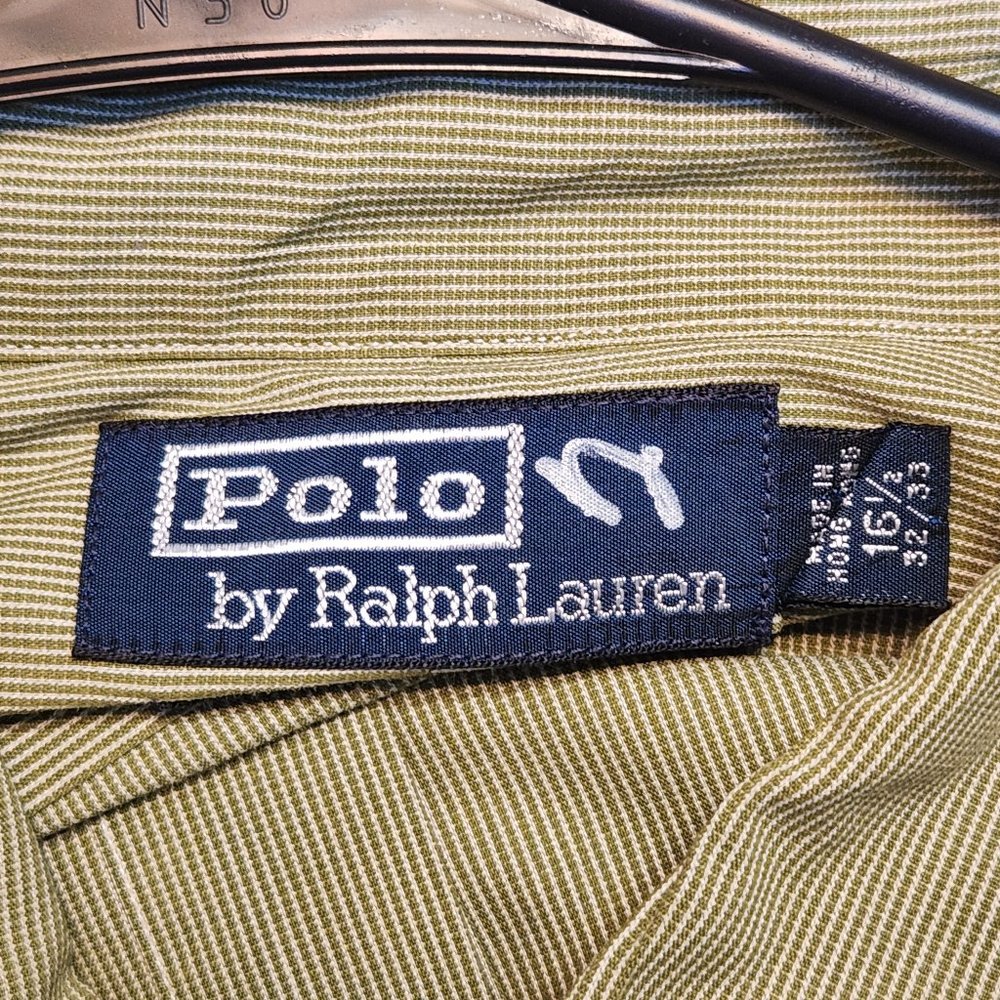 RALPH LAUREN Warwick Men's Green Stripe Button Down Shirt - 16 1/2 - 32//33 - Picture 4 of 4